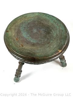 Middle Eastern Brass Three Legged Foot Stool. 11.5 x 13"