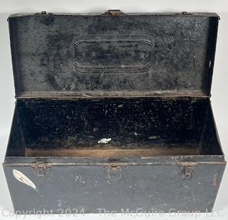 Early Black Kennedy Brand Tool Box Chest.  9.5" x 8" x 19" 