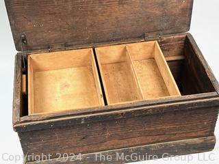 Primitive Wooden Double Shelf Tool Box. Measures 23w x 12d x 10.5h"