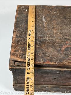 Primitive Wooden Double Shelf Tool Box. Measures 23w x 12d x 10.5h"