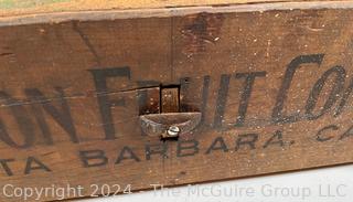 Vintage Wooden Stenciled Box with Front Hinged Door. Measures 20w x 13.5d x 7h"