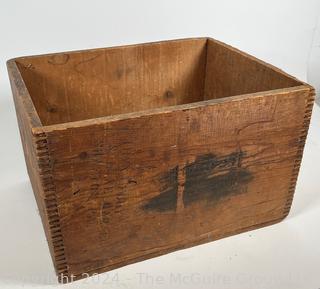 Wood Dynamite Dangerous High Explosives Crate. Measures 19.5 x 15 x 12.5"