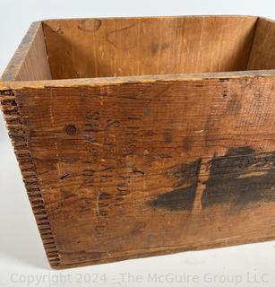 Wood Dynamite Dangerous High Explosives Crate. Measures 19.5 x 15 x 12.5"