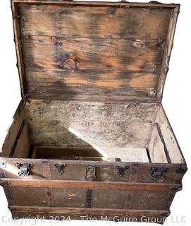 Flat Topped Steamer Trunk. Measures 36w x 23d x 24.5h"