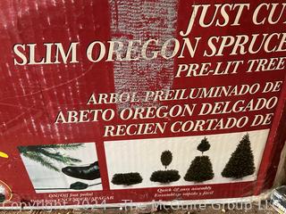 GE 9-ft Oregon Slim Spruce Pre-lit Artificial Christmas Tree in Box.     Was 48