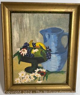 Framed Oil on Canvas Still Life of Flowers Signed by Artist Mildred Kemp. 13.5 x 16"