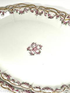 Haviland Limoges Double Gold Trim Dinner Set in Rose Swags Pattern made for E.B.Taylor, Richmond Virginia 