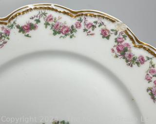 Haviland Limoges Double Gold Trim Dinner Set in Rose Swags Pattern made for E.B.Taylor, Richmond Virginia 