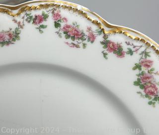 Haviland Limoges Double Gold Trim Dinner Set in Rose Swags Pattern made for E.B.Taylor, Richmond Virginia 