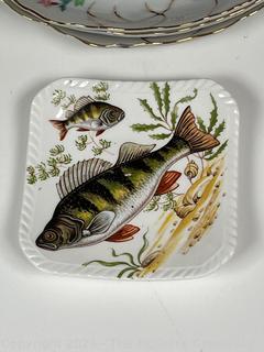 Set of Four (4) Giftcraft Japanese Porcelain Tea Cup & Luncheon Plate and Royal Adderley Fish Dish