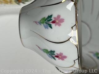 Set of Four (4) Giftcraft Japanese Porcelain Tea Cup & Luncheon Plate and Royal Adderley Fish Dish