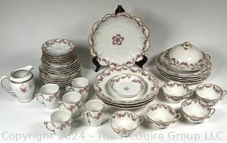 Mixed Set of Porcelain China Including Haviland Limoges in Rose Swags Pattern made for E.B.Taylor