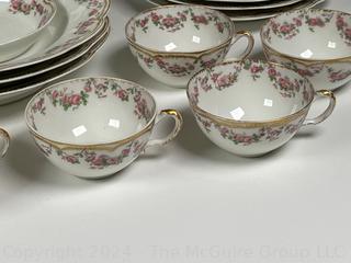 Mixed Set of Porcelain China Including Haviland Limoges in Rose Swags Pattern made for E.B.Taylor