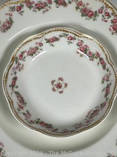 Mixed Set of Porcelain China Including Haviland Limoges in Rose Swags Pattern made for E.B.Taylor