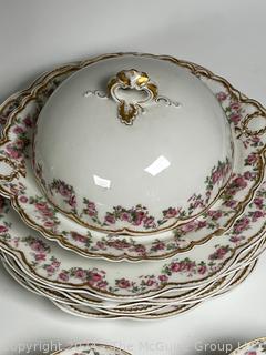 Mixed Set of Porcelain China Including Haviland Limoges in Rose Swags Pattern made for E.B.Taylor