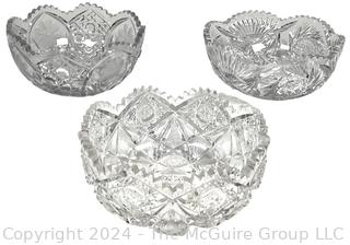 Three (3) Cut Crystal Glass Bowls