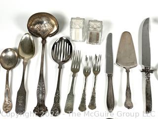 Silver Plate Flatware, Napkin Rings, Candle Holders, Crystal Knife Rest, Etc. Some items found while building Alexandria Square in the 1960's