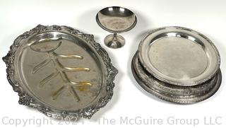 Silver Plated Serving Ware Including Pedestal Bowl