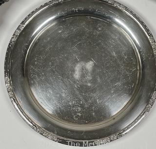 Silver Plated Serving Ware Including Pedestal Bowl