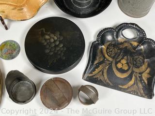 Collection of Primitive Kitchen Ware Including Ritter Ice Cream Maker, Tole Painted Tray, Cookie Cutters, Enamel Graniteware