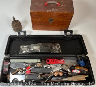 Assorted Hand Tools and Corded Craftsman Sander in Original Wooden Box