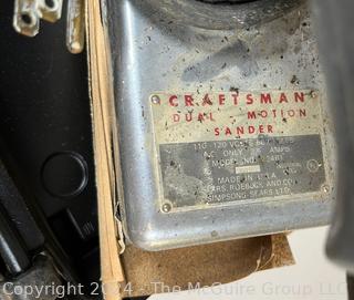 Assorted Hand Tools and Corded Craftsman Sander in Original Wooden Box