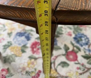 Five (5) Turned Legged Primitive Oak Drop Leaf Table. Measures 53w x 30h"