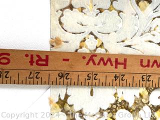 Roll of 1970s Gold Foil & Flocked Wallpaper. 26 1/2" wide.