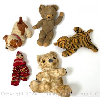 Five (5) Vintage Stuffed Animals and Dolls Including Gund