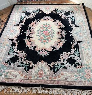 Hand Made Wool Aubusson Area Rug Made in India.  90" x 108"