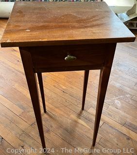 Tapered Leg End Table with Drawer. Measures 16 x 14.5 x 29.5h"