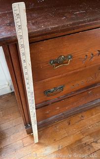 Late 19th Century Eastlake Oak Bureau With Beveled Glass Mirror. Measures 38w x 16.5d x 74h"