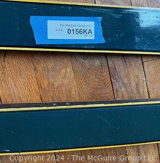 Pair of Vintage Blue Laminated Snow Skis Made by Daventry. 70" long