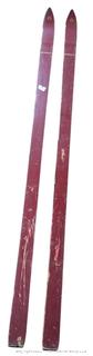 Pair of Vintage Red Snow Skis Made by Nova Fiberglass. 76" long