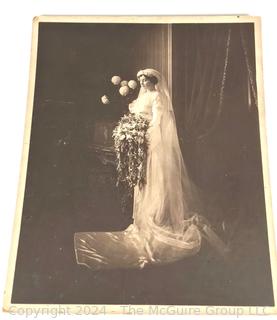 Black & White Large Scale Wedding Photograph of Bride, Circa 1920.  16" x 19"