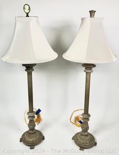 Set of Two (2) Candlestick Table Lamps with Finials.