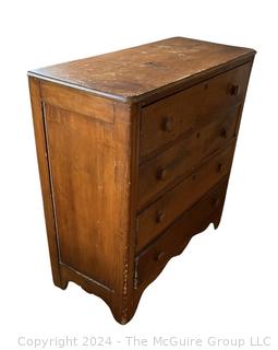 Primitive Four (4) Drawer Pine Chest or Dresser. First of two being offered in this auction. Measures 38.5w x 17 x 37h"