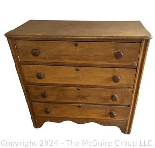 Primitive Four (4) Drawer Pine Chest or Dresser. Second of two being offered in this auction. Measures 38.5w x 17 x 37h"