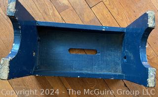 Primitive Blue Painted Wood Step Stool. Measures 13w x 7d x 9.5h"