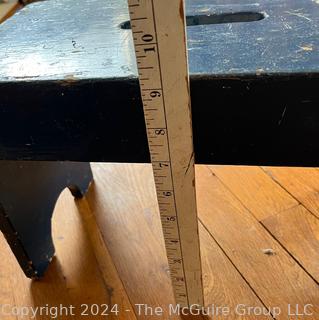 Primitive Blue Painted Wood Step Stool. Measures 13w x 7d x 9.5h"