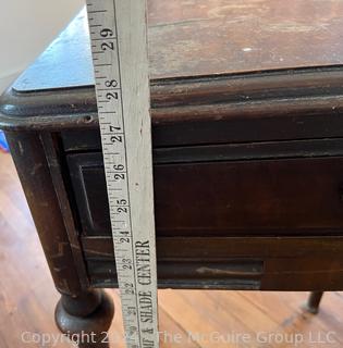 Michigan Furniture C0. Mahogany End Table with Drawer. Measures 18w x 16d x 28h"