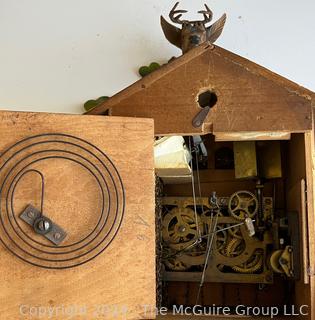 German Carved Wooden Cuckoo Clock. 19" long