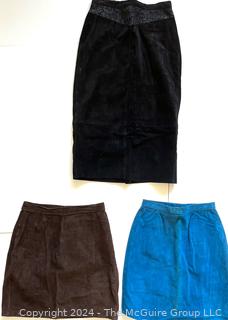 Three (3) Big 80's Leather Suede Skirts