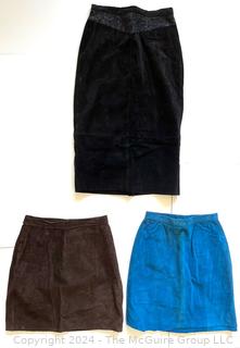 Three (3) Big 80's Leather Suede Skirts