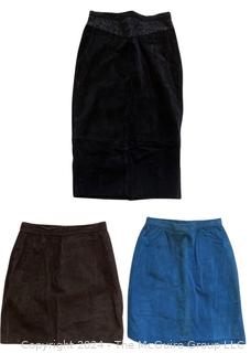 Three (3) Big 80's Leather Suede Skirts