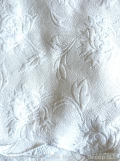 Set of Two (2) White Cotton Matelassé Jacquard Weave Bedspreads 