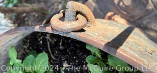 Cast Iron Cauldron Kettle With Handle Used as Planter. 25" Diameter