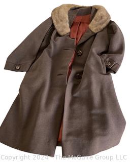 Brown Vintage Coat by Modern Lady with Beaver Fur Collar. 