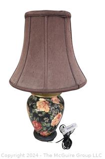 Porcelain Flower Painted Table Lamp.  22" Tall