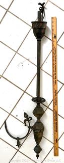 Victorian One Arm Gas Lamp Ceiling Mount Chandelier.  42" Tall